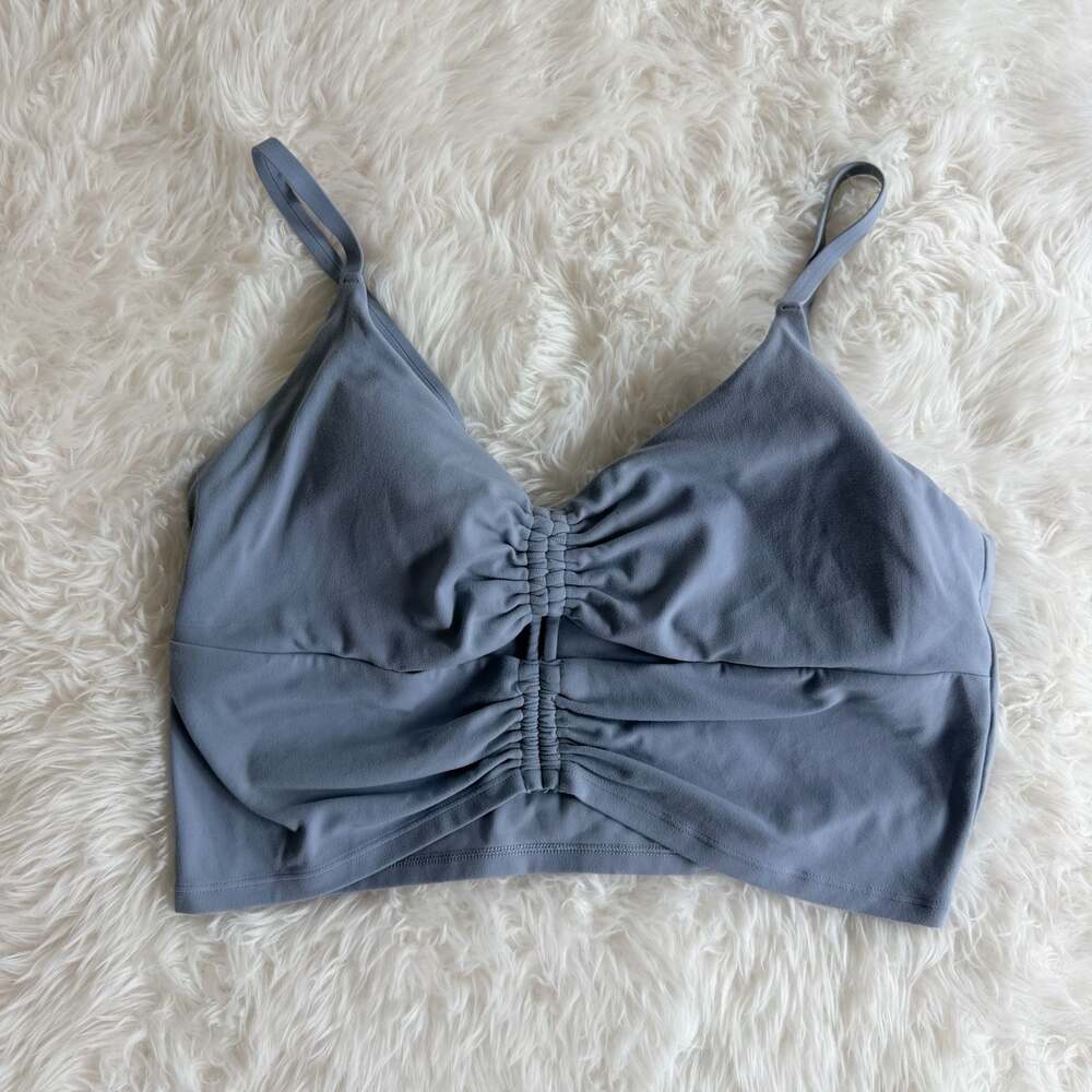 Athleta Cinch Longline Sports Bra Crop Top Blue Size L